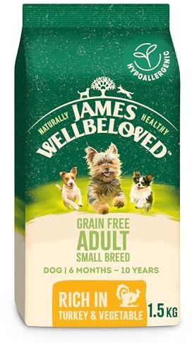 James Wellbeloved Hypoallergenic Dry Dog Food for Adult Small Breed Grain Free Turkey and vegetable 1.5 kg