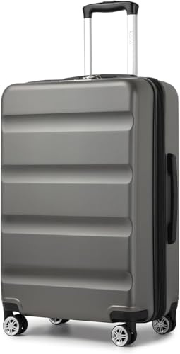 KONO Koffer Trolley Groß Erweiterbares Hartschalengepäck Leichte Koffer XL mit TSA-Schloss und 4 Doppelspinnrollen ideal für Reisen und Business 75x47.5x29.5cm, Grau