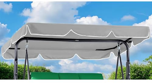 DSWCKNVK Hollywood Waterproof Swing Roof, Classic Garden Swing Canopy with 4 Adjustable Tunnels (Grey)