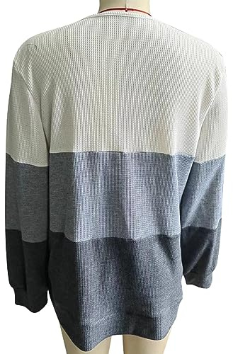 KIMISS V Neckline Button Top - Color Block Splicing Casual Blouse for Women, Fitted & Fashionable V Neck Button Stitching Blouse (L)
