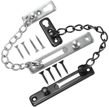 LOORGVEL 2pezzi Catena Sicurezza Per Porta in Acciaio Inox Serratura Per Porta Per Porte Anteriori Appartamenti e Uffici Protezione Rinforzo Per Sicurezza