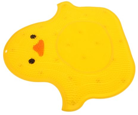 minkissy Duck-Shaped Silicone Foot Scrubber Mat Non-Skid Shower Foot Massager with Suction Cups, 40x45cm Yellow Bath Mat for Bathroom Floor Anti-Slip and Massage