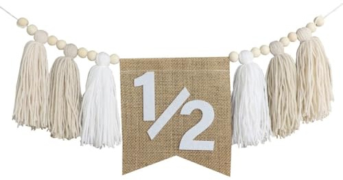 Half Birthday Banner, Happy Highchair Banner Backdrop Tassel Hanging Decoration for Party Holiday Celebration