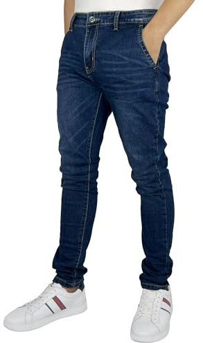Gandy Jeans Uomo, 5 Tasche, Gamba Dritta, Pantalone Elasticizzato a Vita Alta, Regular Fit, LG803, Blu Scuro, 56
