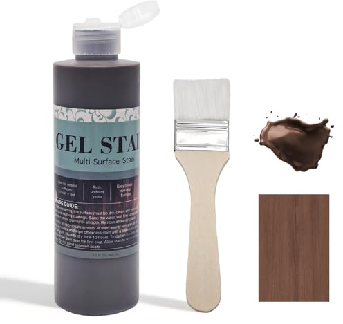 Wood Stain Walnut 200 ml with Varnish Brush, Water-Based Wood Stain, Wood Stain for Indoor and Outdoor Furniture, Wood Paint for Shelves, Cupboards, Doors, Quick-Drying, Easy to Apply, Low Odour