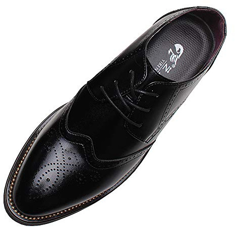ANUFER Hombres Inteligente Punta Puntiaguda Zapatos de Vestir con Cordones Formal Negocios Boda Brogues Negro P110 EU44