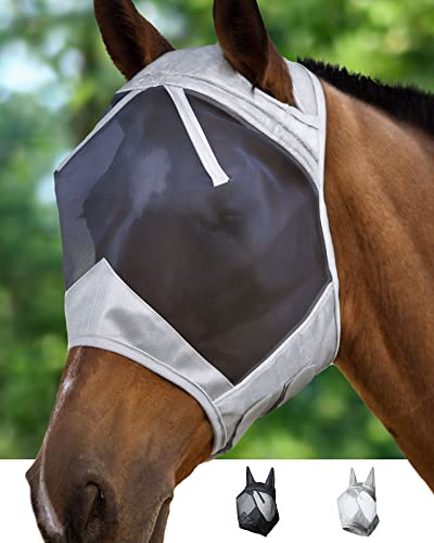 Harrison Howard CareMaster Máscara Anti-Moscas Protección con Orejas Plata/Negro (XL; Extra Full)