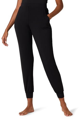 Amazon Essentials Damen Pyjamahose Aus Leichtem Jersey-Strick, Jogger-Lounge-Schlafanzüge mit Taschen, Schwarz, M