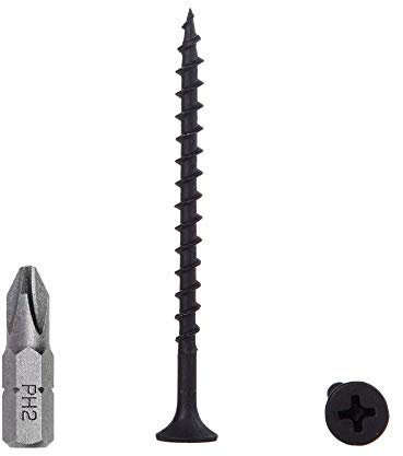 (Lot de 300 vis) Vis en acier au carbone phosphaté noir pour cloison sèche, vis à bois, tête bombée cruciforme, fixations pour panneaux d'aggloméré (300, 3,5 x 55 mm)