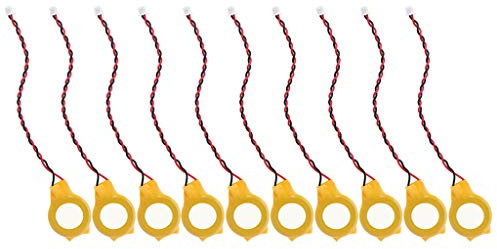 JIACUO 10 Pezzi CR2032 2032 Cavo Batteria 2 Pin -Laptop Scheda Madre BIOS CMOS Batteria con Filo Smontare la Batteria 230 mAh