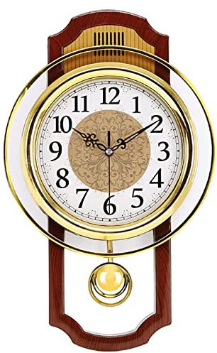 LIYGHFRTIO Reloj de Pared de péndulo, Silencioso sin Ruidos Creativo Sala de Estar Dormitorio Retro Swing Cuarzo Reloj de Pared(Size:SUQUAR,Color:MARRÓN)