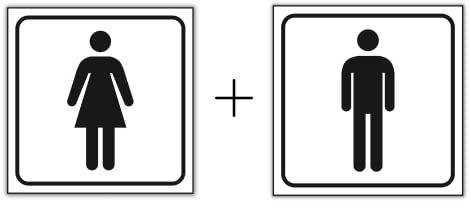 WC Schilder 15cm x 15cm Set Damen WC + Herren WC hergestellt aus robustem PVC Hinweisschild mit UV-Schutz Made in Germany einfach anzubringen dank selbstklebender Rückseite (Damen + Herren (Set))