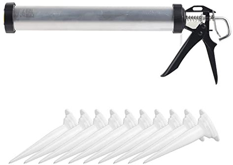 Ozgkee, 1 Pieza, Tubo de Aluminio, Pistola de Calafateo de Silicona, Herramienta de Calafateo de 600ml con 10 Boquillas