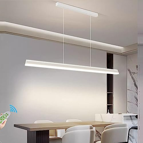 Lampara Comedor LED Regulable Lampara Techo Comedor Moderno Altura ajustable Línea Lamparas Colgantes Cocina isla Lampara Colgante para Sala Oficina Comedor Lamparas (L150CM, Blanco)