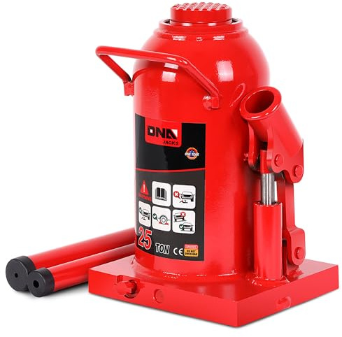 DNA Motoring 25 tons / 55115.5 lbs Lifting Automotive Welded Hydraulic Bottle Jack for Repair Vehicle, Pickup, Truck, w/Manual Handle, Red,TOOLS-00363