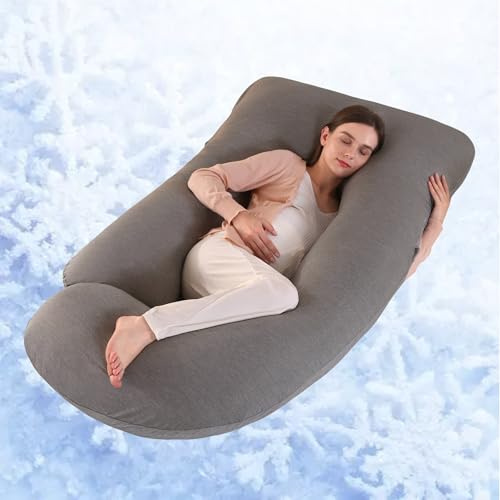 ALLOPERA, cuscino gravidanza 145 cm – Supporto per gambe, schiena, collo, spalle, fianchi e pancia per donne incinte, con federa removibile e lavabile a effetto rinfrescante (Cooling Cover)