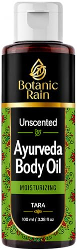 Unscented Ayurveda Body Oil for Dry & Crepey Skin – After Shower Moisturiser with Non-Greasy Hydration for Women & Men, 100ml – Botanic Rain (1, Unscented)