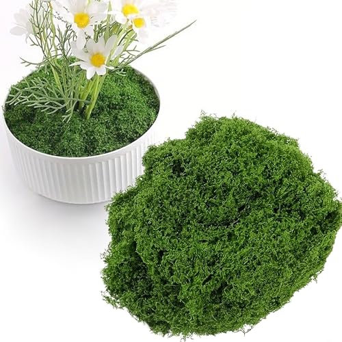 WANYIG Muschio Stabilizzato, Muschio Finto per Decorazioni e Presepio, Erba Finta per Decorazioni Muschio Sintetico Muschio Artificiale per Modellismo Natalizio (Verde scuro, 100g)