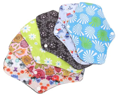 TOVINANNA 6piezas Almohadillas Menstruales Reutilizables y Lavables Para Mujeres Compresas De Sanidad Ecológicas y Transpirables Bolsa De Almacenamiento Para Ciclo Menstrual y Postparto