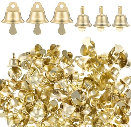 100 Stück Kleine Glocken zum Basteln Mini Goldglocken Bastelglöckchen Hochzeitsglocken Goldene Deko Glöckchen Windspiele Ornamente Vintage-Glocken für DIY Dekoration