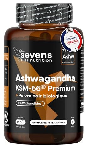 Ashwagandha KSM-66® Pura – Alta Biodisponibilità – Con Pepe Nero – 5% Withanolidi – Supporto per il Benessere, Energia e Funzione Psicologica – 120 Capsule Vegane