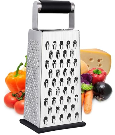 Cheese Grater, 4-Sided Stainless Steel Box Grater, Food Shredder for Cheese, Parmesan, Vegetable