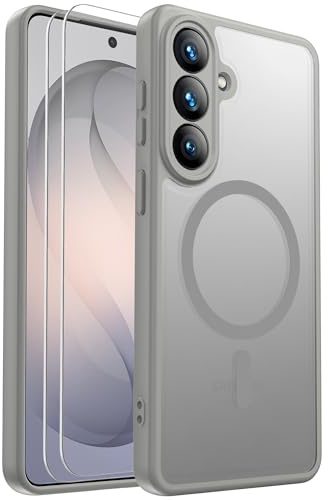 for Samsung Galaxy S26 Case, with Screen Protector X2, Gray | Full Camera Protection, Fit for Magsafe, Translucent Matte, Military Grade Drop Proof, Shockproof Protective Phone Cover
