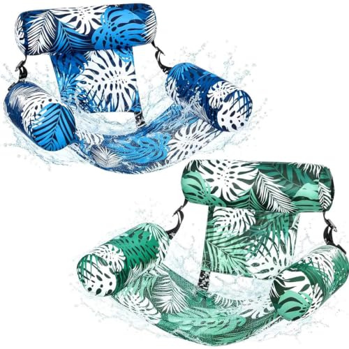 2 PCS Colchoneta Piscina Adultos, Hamaca de Agua 4 En 1 Flotadores Hinchables para Piscina Hamacas Hinchables Piscinas para Adultos y Niños, Piscinas y Playas