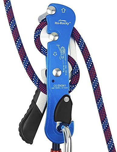 Ito Rocky Climbing Stop Descender Rappelling Anti-Panic Belay Devices for 9-12mm Rope Rescue Equipment Hand Controls Desingned
