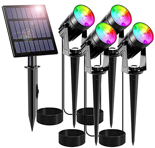 CORESLUX Solar Gartenleuchten RGB Gartenbeleuchtung Solar Farbverändernde Solarstrahler Garten Lichter IP65 Wasserdicht Solarlampen für Außen Garten Weihnacht Halloween Party 4 in 1