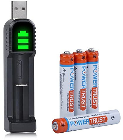 AAAA -Batterie, PowerTrust 4pcs 450mAh wiederaufladbarer Akku mit Ladegerät für Surface Pen/Stylus Pen/Surface Pro 3/4 Stift/Digital Pen MS/Touchscreen Pen