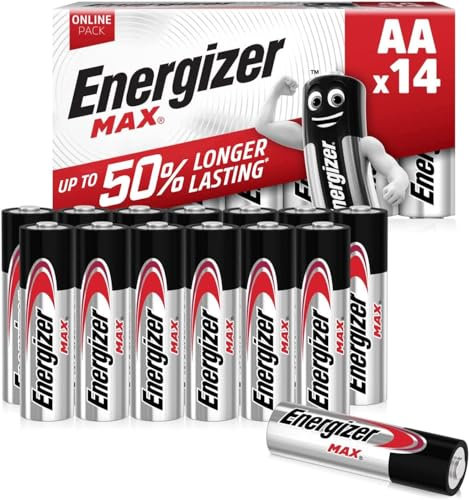 Energizer Max - Pile AA (Confezione da 14) Batterie Alcaline 1,5V - potenza di lunga durata - 100% imballaggio riciclabile privo di plastica - 10 anni di conservazione [Esclusiva Amazon]