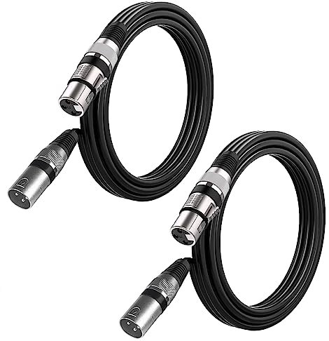 2Pcs xlr kabel 5m, Mikrofonkabel XLR Stecker auf XLR Busche Kabel, DMX kabel (3-Pol XLR Female auf 3-Pol XLR male) für Mikrofon, Verstärker, Mischpult oder Lautsprechersystem Schwarz
