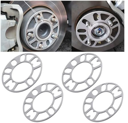 JNNJ 4 Pezzi Distanziali per Cerchi Universali, Distanziali Ruota Auto in Alluminio, Distanziali Ruota Spessori Piastra Di Ricambio Universale per Auto, Impedendo Pneumatici Sfregamento(3mm)