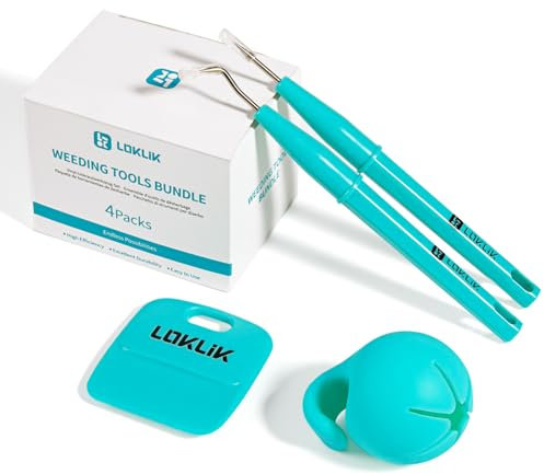 LOKLIK Kit Outils de Désherbage Crochets Loisirs Créatifs Vinyle Accessoires avec Collecteur de déchets, Bleu, Standard