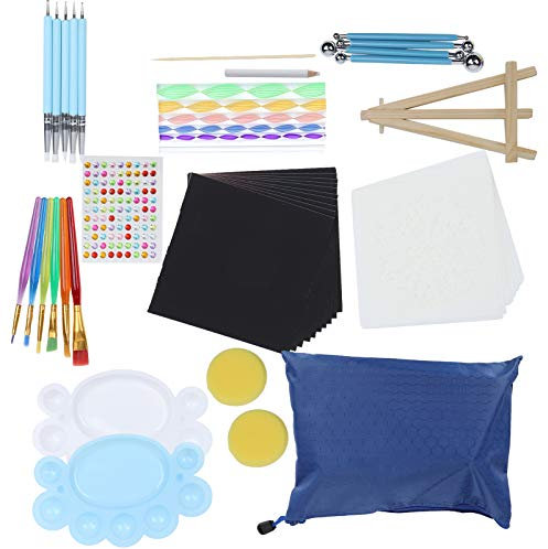 58Pcs Mandala Dotting Tools, Mandala Dotting Tools Set 58Pcs for Coloring for Drafting, Pottery Arts Crafts Mandala Mandala Painting Template Set with Zipper and Waterproof