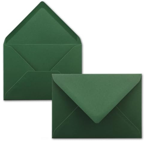 50 kuvert – mossgrön – DIN C6-114 x 162 mm – kuvert med vått lim utan fönster för gratulationskort och inbjudningar – FarbenFroh-serien