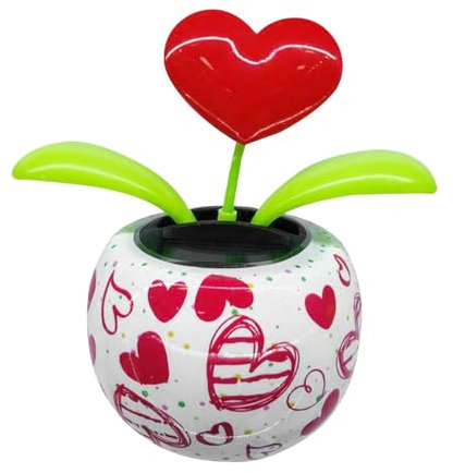 Djowyh Figura oscillante a forma di , fiori a energia solare, decorazione a forma di cuore, accessorio per auto