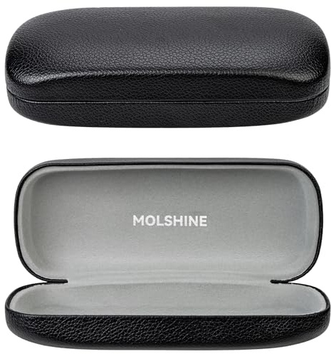 molshine Étui rigide pour lunettes de soleil, grand étui classique pour femmes et hommes, lunettes de soleil, Noir , M