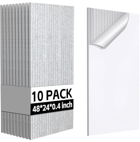 10Pack Large Acoustic Panels, 48x24x0.4 inch Sound Proof Panels for Walls, Self-Adhesive Sound Panels Noise Reducing for Walls, Acoustic Wall Panel for Home Studio Office Gym & Commercial Spaces(Grey)