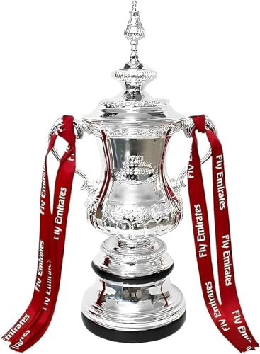 TIANXIE Fa Cup Trophy Replica Resin Football Champions Trophy Model England Football League Trophies with Color Ribbon Soccer Souvenir Collectibles Office Showcase Ornaments Gifts for Fans,18cm