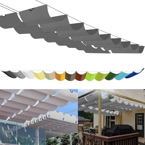 Einziehbares Sonnensegel 3x6m, nach Maß Pergola Markise Verstellbar Schattenabdeckung 95% UV-Schutz & reißfest Inkl. Montageseilen für Terrasse/Pergola Dunkelgrau