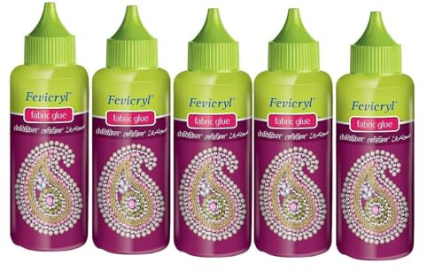 Pegamento para Tela, Paquete de 5 Botellas, Color Verde y Púrpura