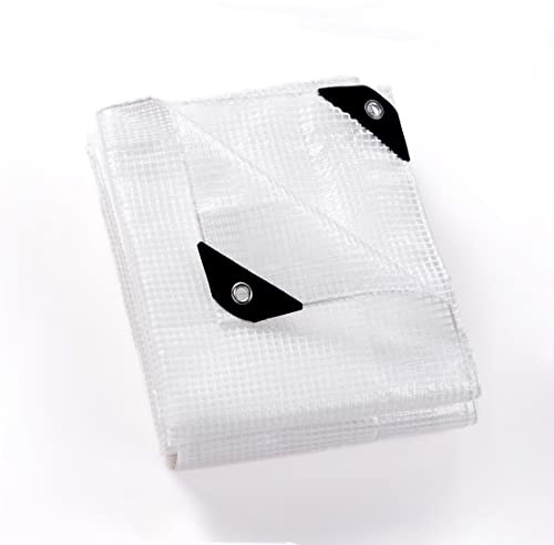 GUARD SHIELD Abdeckplane Wasserdicht mit Osen Netzplane 3x3 m Transparente-weiß Plane 150g/㎡ Gewebeplane Schutzplane Allzweckplane, Reißfest, UV-stabilisiert