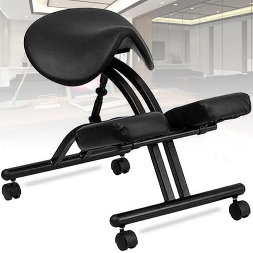 Silla de rodilla para corrección de postura para oficina, taburete ergonómico con cojín de cadera para mejorar la postura sentada y aliviar el dolor de espalda