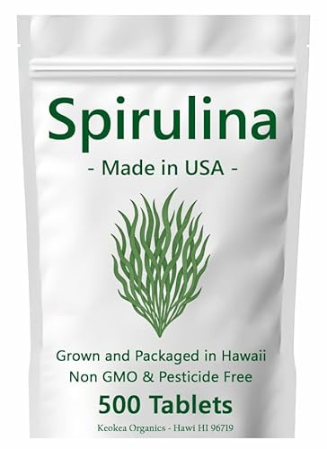 Keokea Organics Spirulina Tablets - Made in USA - 500 Tablets - Grown in Hawaii - Non GMO & Pesticide Free