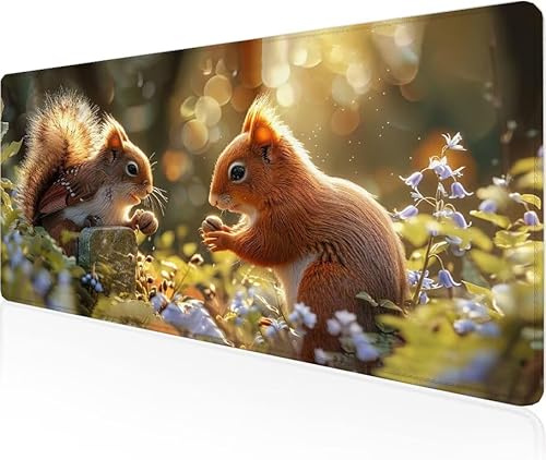 Musmatta ekorre spel musmatta gräs stor skrivbordsmatta 1 400 x 600 x 3 mm, arbete från hem väsentligheter halkfri gummibas speciell texturerad vattentålig yta slitstark skrivbord matt för bärbar