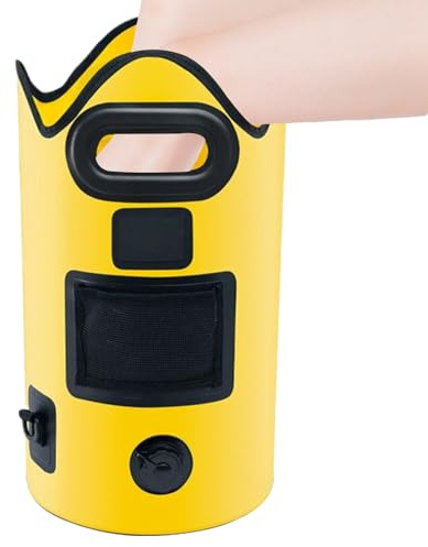 Veasbuu Pattumiera da bagno per piedi – Secchio impermeabile pieghevole da 21 litri con tasca laterale | vasca da bagno con foro di scarico per pediluvio – per relax, lavaggio, biancheria, cucina