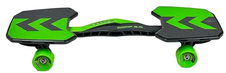 Snakeboard Premium Streetboard, Black and Green, Comp 2.0 Streetboard, Snakeboard with Wooden Deck, Cruiser Style
