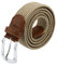 maikun Braided Elastic Stretch Woven Belt with Leather Tip Nickle Pin Buckle Khaki